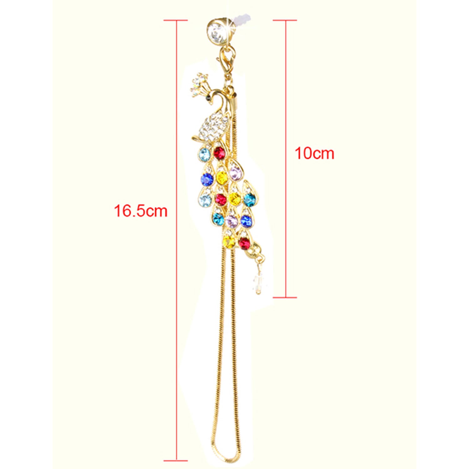 Colorful Crystal Diamond Peacock Dust Cap Pendant For Cell Phone 3.5mm Jack - 5 - CJ