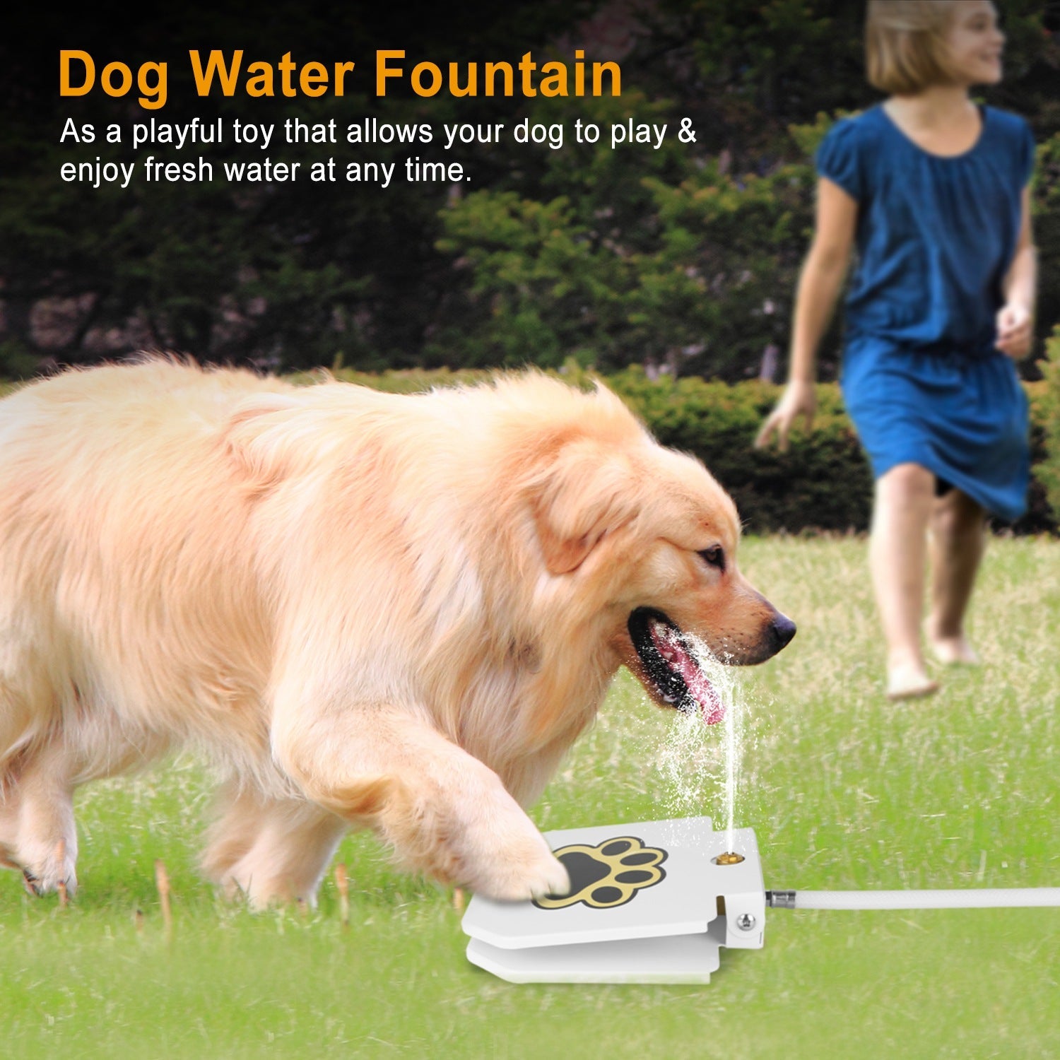 1Pc Dog Water Fountain Outdoor Dog Pet Water Dispenser Step-on Activated Sprinkler With Interactive Paw Pedal Valve For Drinking Water by CJ