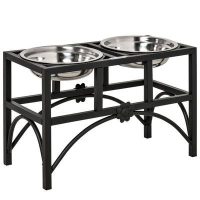 17" Double Stainless Steel Heavy Duty Dog Food Bowl Elevated Pet Feeding Station - 5 - CJ