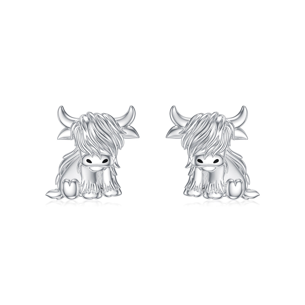 Highland Cow Earrings 925 Sterling Silver Cow Studs Earrings Highland Cow Jewelry Gifts