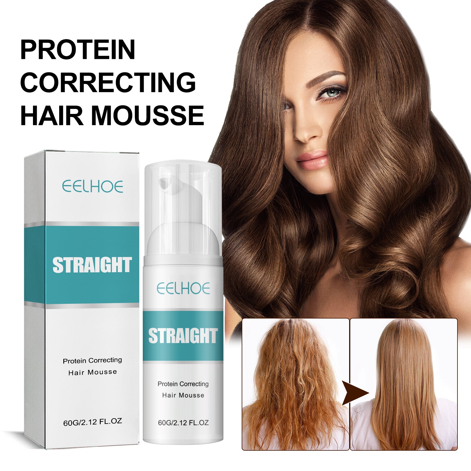 EELHOE Hair Straightening Mousse Smoothing Conditioner Smoothes Frizz And Split Ends Repairs Damaged Hair Leave - In Treatment Cream - 5 - CJ