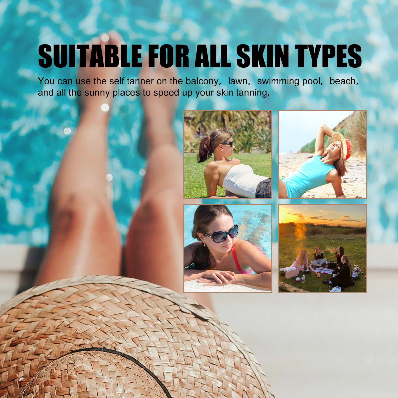 Eelhoe Black Care Gel, Summer Beach Beach Quick Tanning Bronzer Natural Refreshing And Moisturizing - 5 - CJ