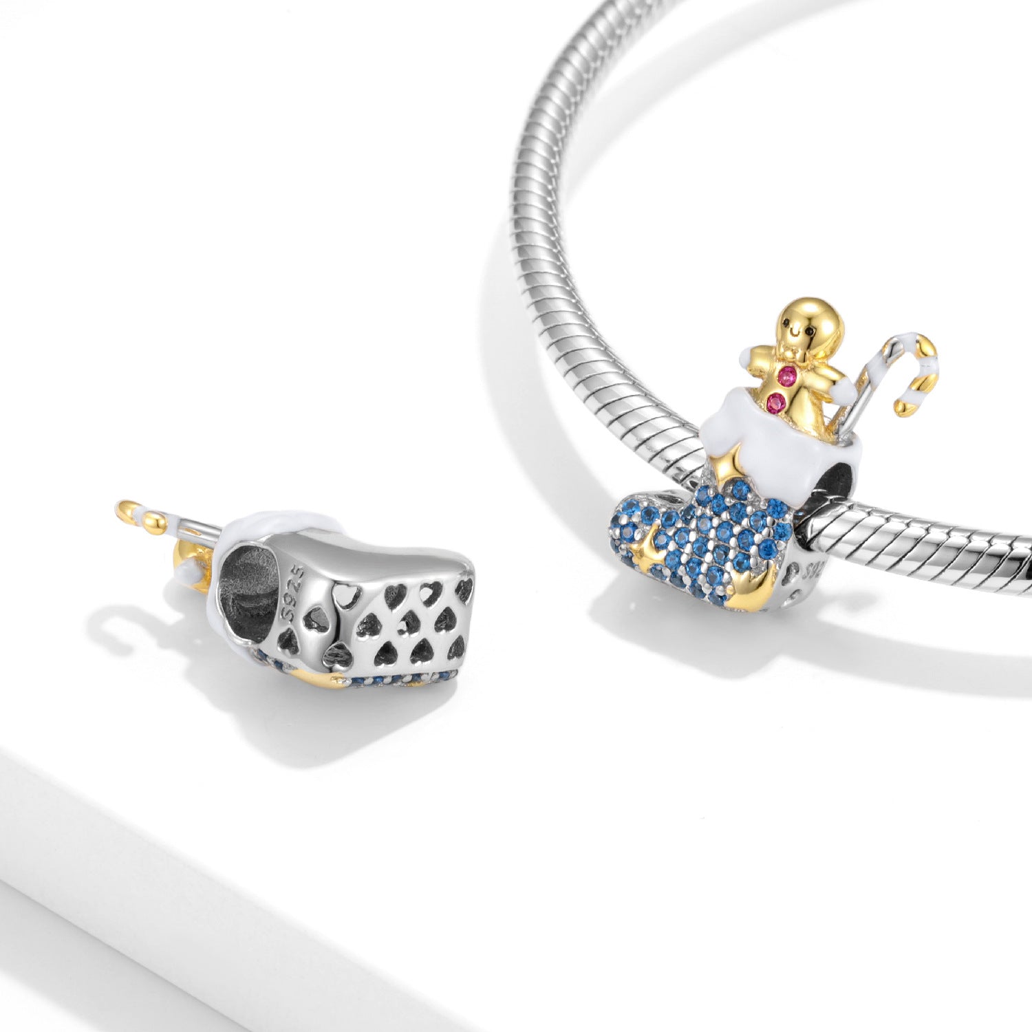 Blue Gift Socks Beads Christmas Series 925 Silver Beads Necklace Bracelet Diy Accessories - 4 - https://x.com/titan_prim62775J