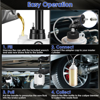 1 Set 3L Manual Brake Bleeder Kit One Person Brake Bleed Vacuum Pump Automotive Brake Fluid Bleeding Kit With 1L Waste Oil Bottle 4 Master Cylinder Adapters Gloves Funnel Fit For Most Vehicles - 5 - CJ