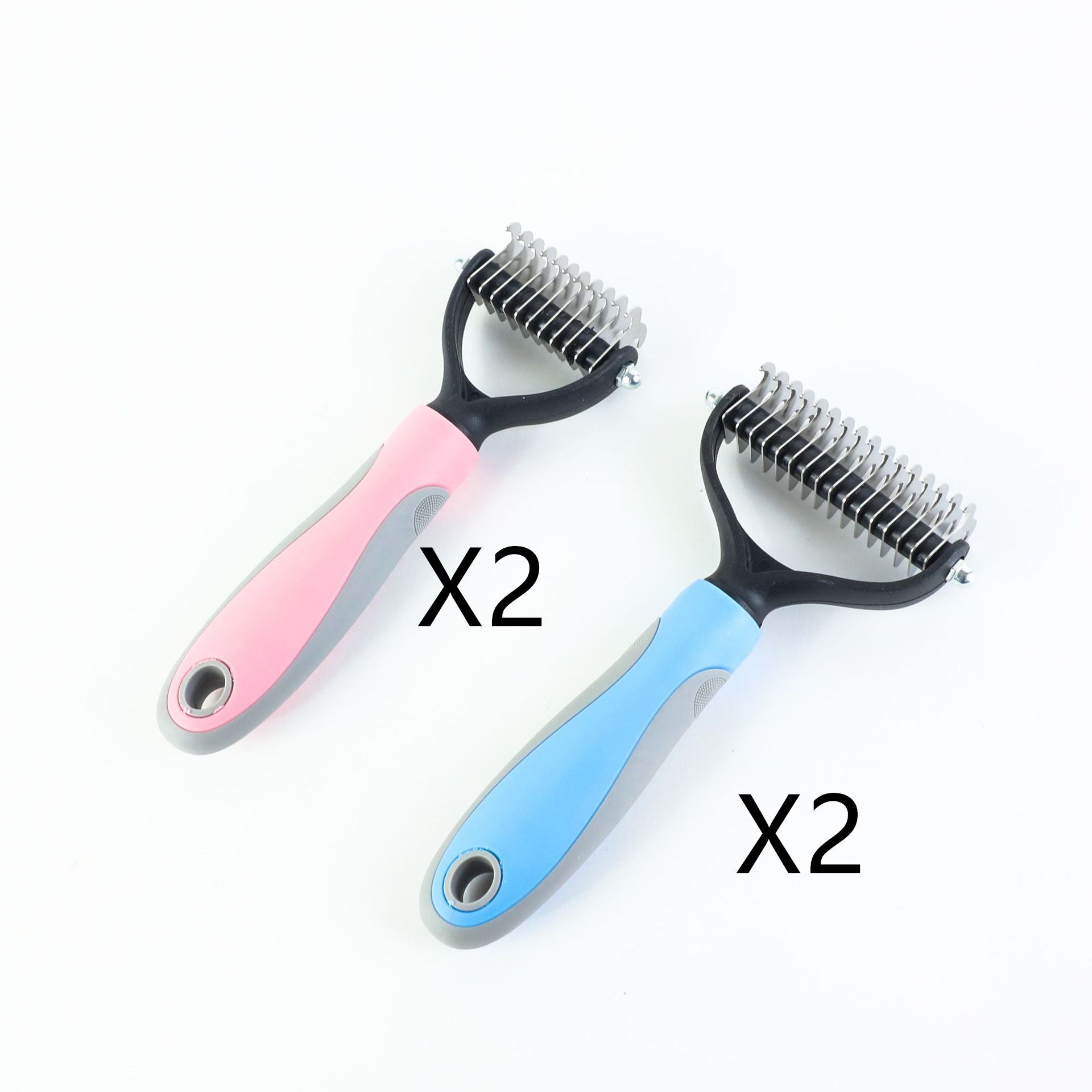 Stainless Double - sided Pet Brush Hair Removal Comb Grooming Dematting Dog Grooming Shedding Tools - 0 - CJ - 2Blue2Pink - 9.5x17.5cm - CJJJCWGY00462 - 2Blue2Pink - 9.5x17.5cm