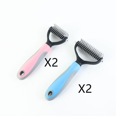 Stainless Double - sided Pet Brush Hair Removal Comb Grooming Dematting Dog Grooming Shedding Tools - 0 - CJ - 2Blue2Pink - 9.5x17.5cm - CJJJCWGY00462 - 2Blue2Pink - 9.5x17.5cm
