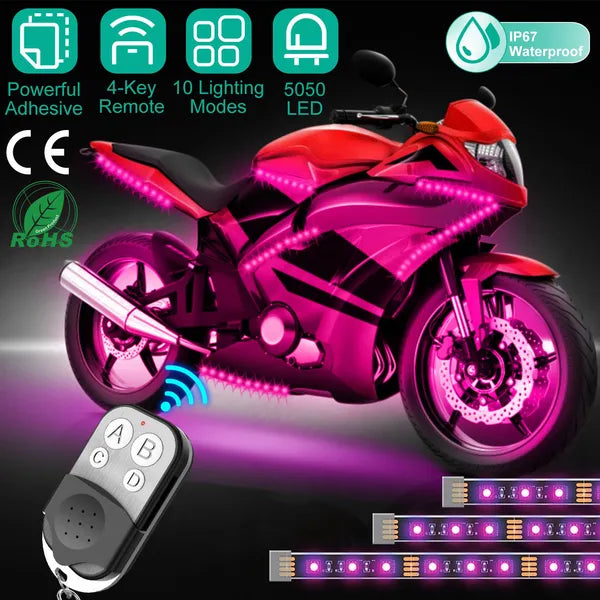 6Pcs Motorcycle LED Light Strips Multi - Color Neon Light Kits Waterproof DC 12V RGB Atmosphere Lights - 5.0 - CJ