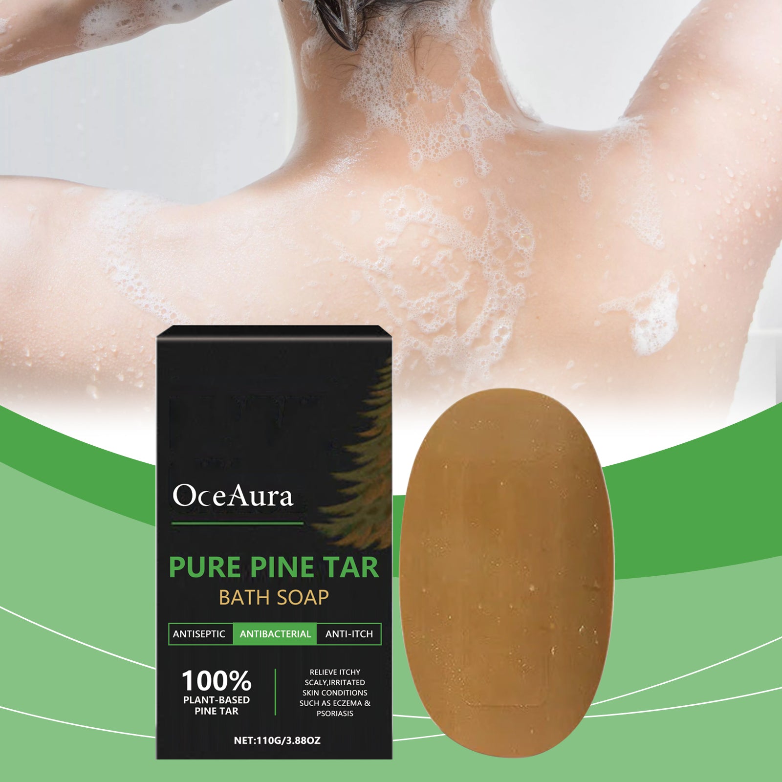 OceAura Pure Pine Tar Bath Soap Moisturizes And Cleanses Pores And Washes Delicate Skin Body Soap - 5 - CJ