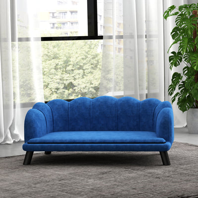 Pearl Design Pet Sofa for Medium and Large Sized Dogs, Pet Bed with Cushion and Solid Wood Legs, Dark Blue - 5 - CJ
