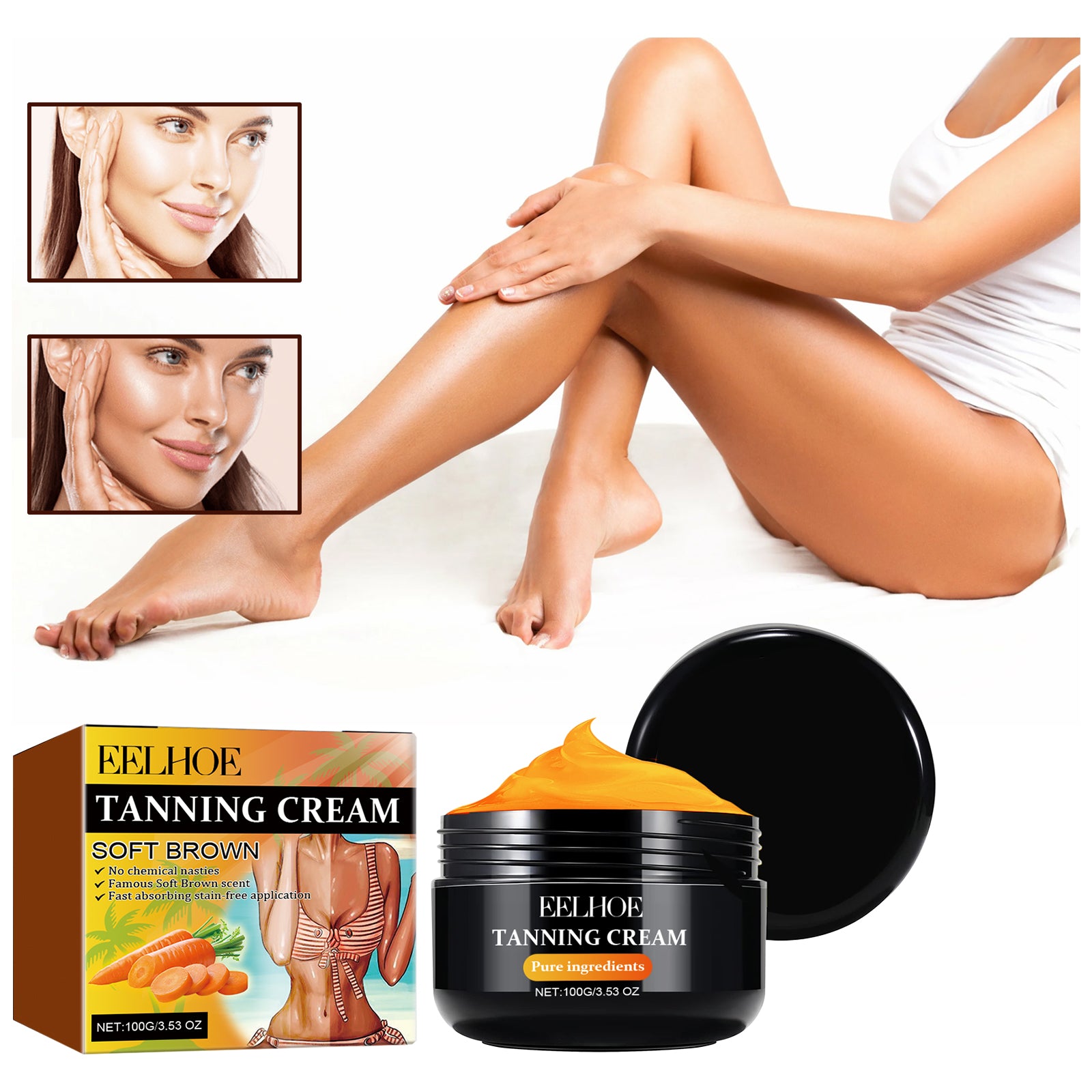 EELHOE Tanning Cream, Outdoor Beach Tanning Helps Tan Wheat Tan Moisturizes Skin And Helps Tan Skin - 5 - CJ
