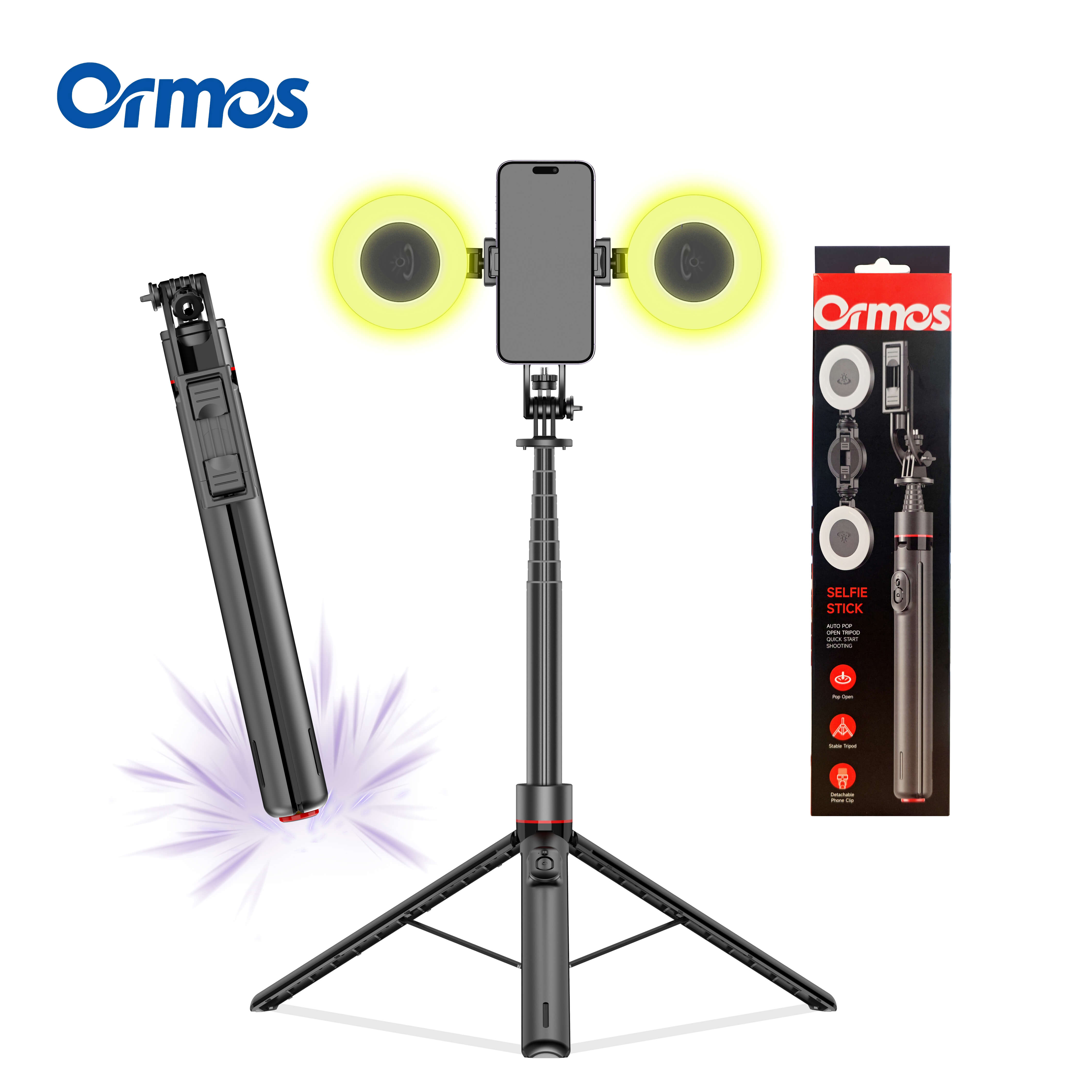 Selfie Stick Tripod With Fill Light, Extendable Phone Stand With Wireless Remote, Universal Compatible For Smartphones, Portable For Travel & Video Recording - 5 - CJ