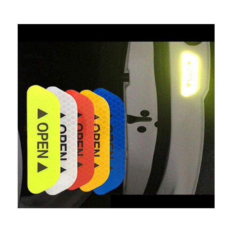 20 Pcs Car Stickers, Reflective Open Warning Signal Stickers, Night Car Stickers, Anti - Collision Safety, Car Door Protection & Decoration - 5.0 - CJ