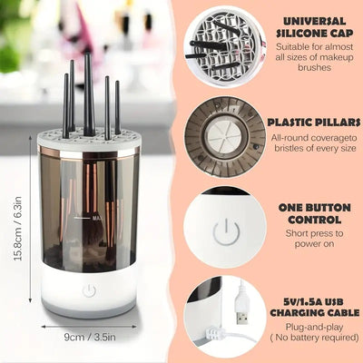 Makeup Brush Cleaner Automatic Rotating Makeup Brush Cleaner USB Portable Electric Cosmetic Makeup Brush Rotary Washing Machine - 5 - CJ
