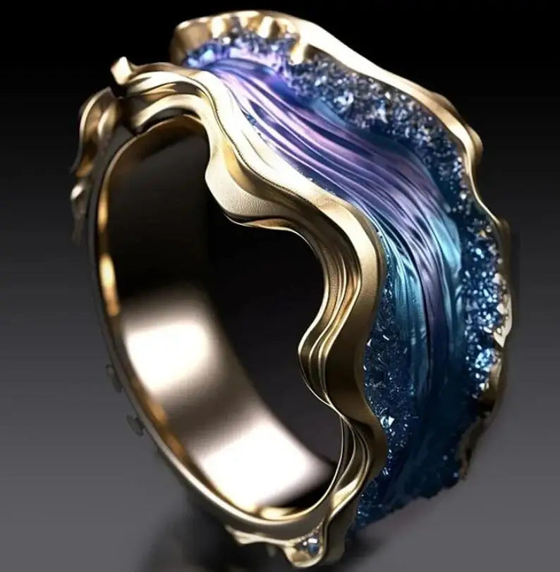 Fashion Wave Oil Drop Diamond Inlaid Women's High - end Ring - 0 - CJ