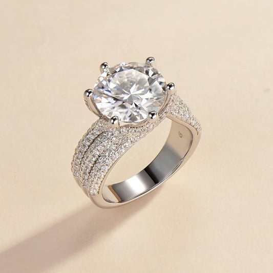 5ct Moissanite Engagement Rings For Women, 11MM Center Stone, D Color VVS1 Created Moissanite Wedding Promise Proposal Rings For Women Her, Anniversary Luxurious Bridal Gift - 5 - CJ