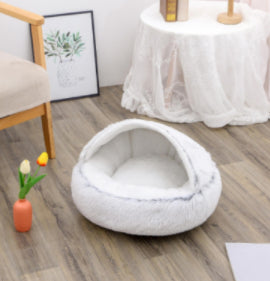 2 In 1 Dog And Cat Bed Pet Winter Bed Round Plush Warm Bed House Soft Long Plush Pets Bed Pet Products - 0 - CJ