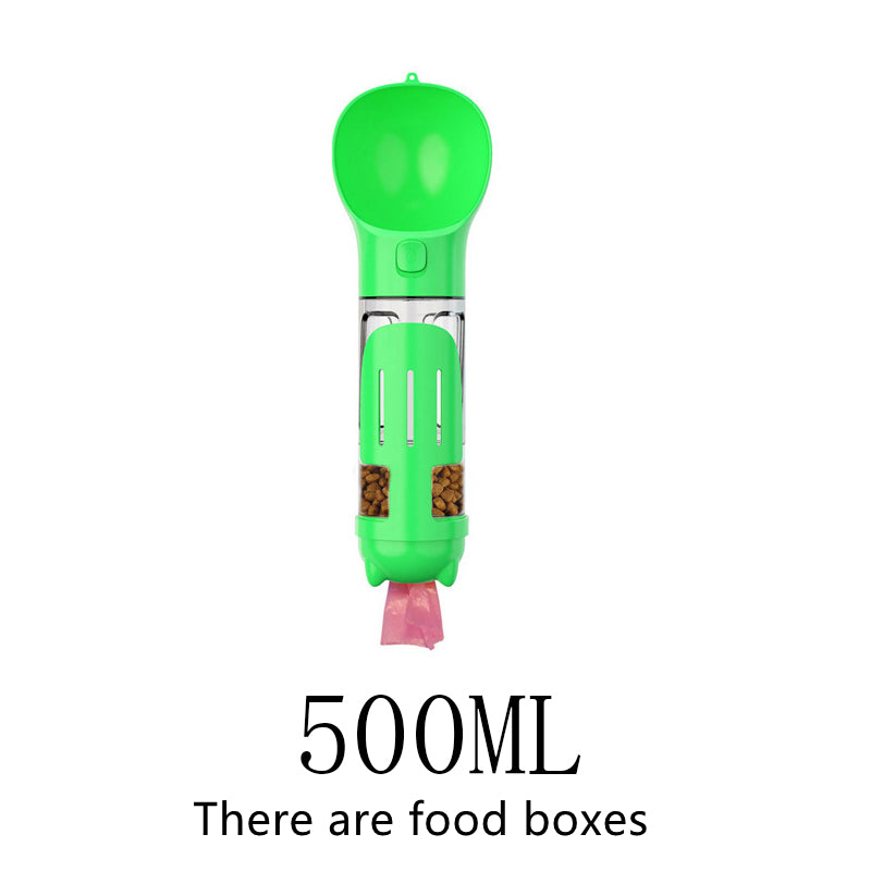 Pet Multi - functional Water Bottle - 0 - CJ - 500ML has food box Green - CJJJCWGY02802 - 500ML has food box Green