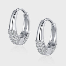Sterling Silver S925 French Oval Minimal Design Diamond Set Zircon Earrings - 4 - CJ