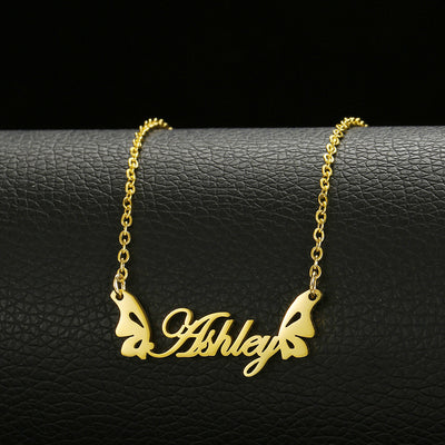Stainless Steel Customized Various Sign Name Necklace Custom Butterfly Heart Nameplate For Women Girls Christmas Gift - 7 - CJ