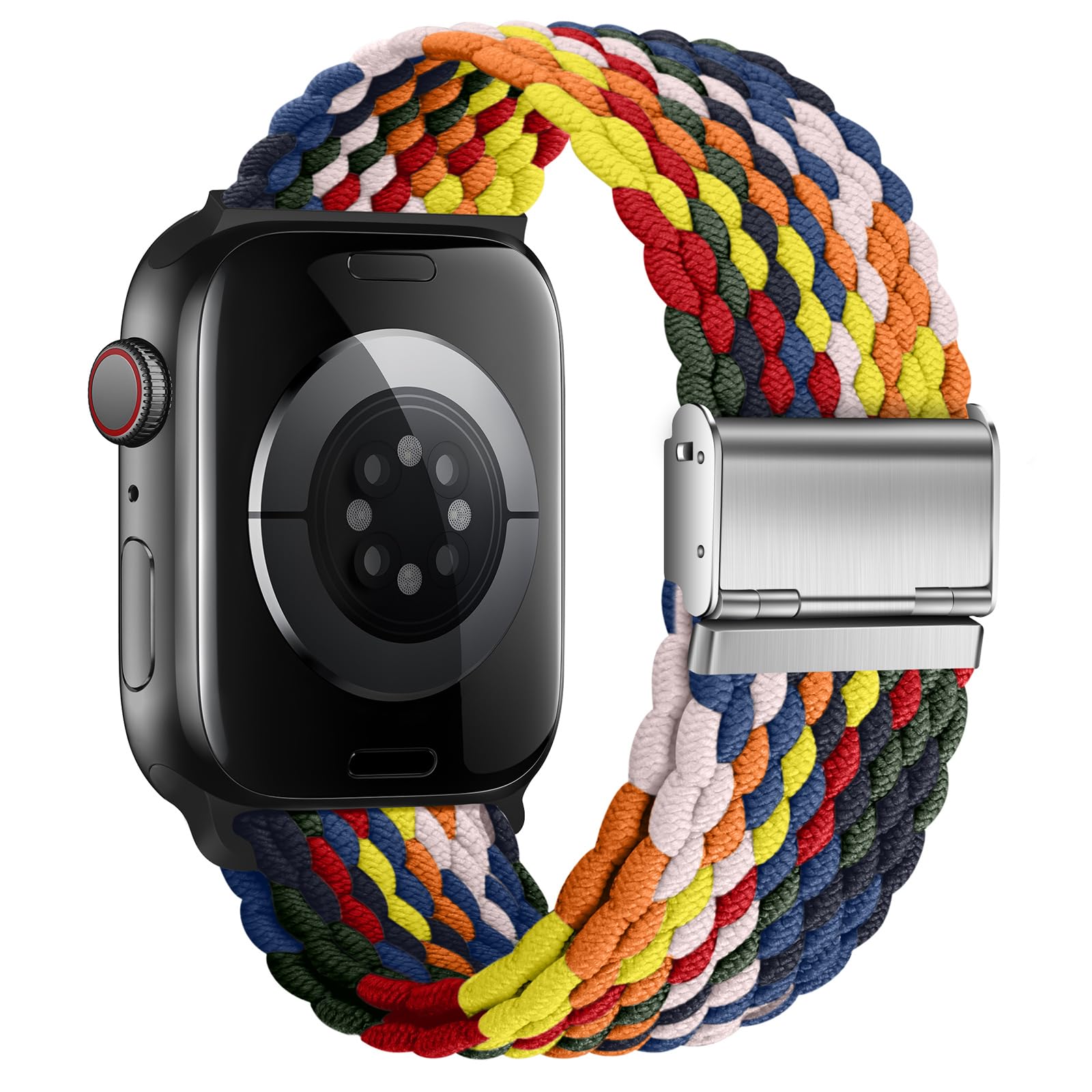 Nepfaivy Compatible With Apple Watch Band - 38mm 40mm 41mm 42mm 44mm 45mm 49mm Braided Stretchy Sport Band For Apple Watch Series SE 8 7 6 5 4 3 2 1, Women Men Nylon Fabric Elastic Loop Breathable Wat - 5 - CJ