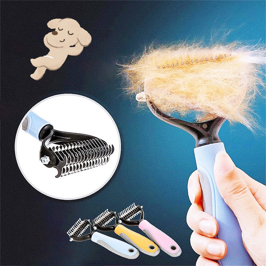 Stainless Double - sided Pet Brush Hair Removal Comb Grooming Dematting Dog Grooming Shedding Tools - 0 - CJ