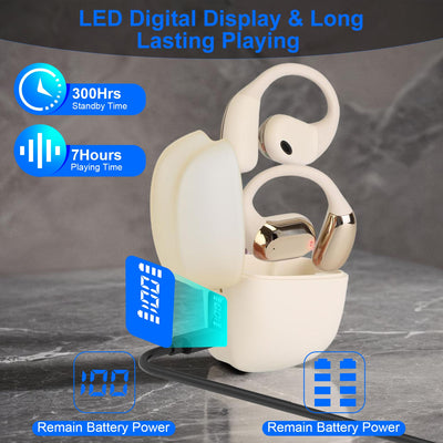1 Set Wireless V5.4 Open Ear Earbuds With Earhook LED Display Charging Case IPX5 Waterproof 300Hrs Standby Time Touch Control Stereo Sport Headphones For Workout Running - 5 - CJ