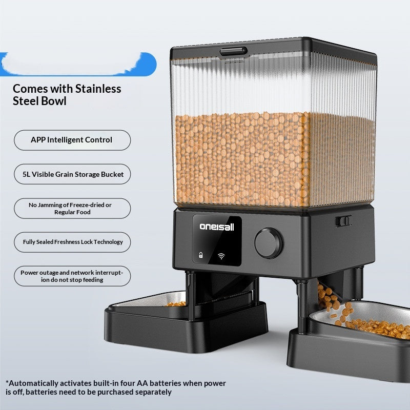 Automatic Cat Feeder With Dual Bowls Visual Timer - Controlled Portion - Adjustable Smart Pet Feeder For Cat Food - 0 - CJ