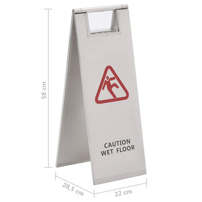Warning Sign, Foldable, Caution: Slippery Surface, Stainless Steel - 5 - CJ