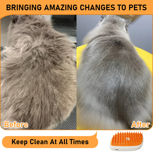 Misting grooming brush for cats and dogs