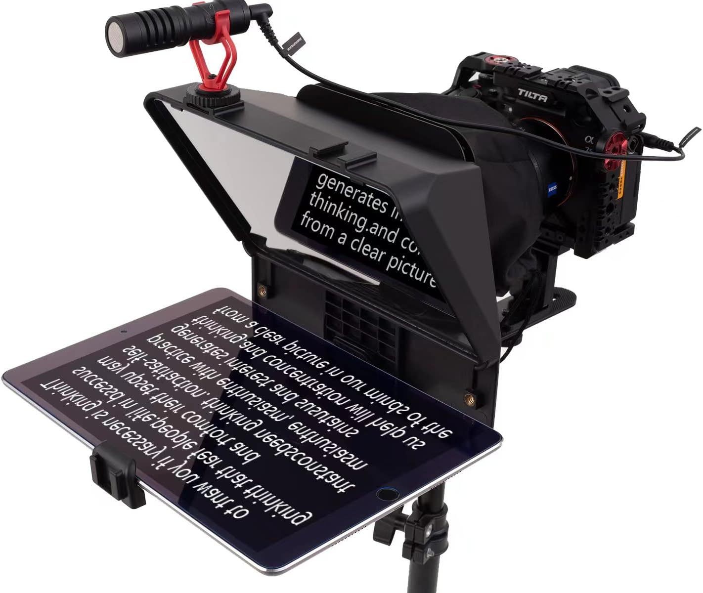 Portable Smartphone SLR Camera Teleprompter With Mobile Phone Holder Remote Control Video Recording Live Interview Stage Speech Video Production Tool