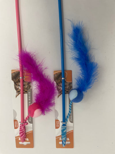 Small Ball Turkey Feather Cat Teaser - 5 - CJ