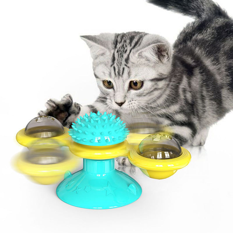 Cat Rotating Windmill Multi - Function Toys Itch Scratching Device Teeth Shining Toy - 0 - CJ