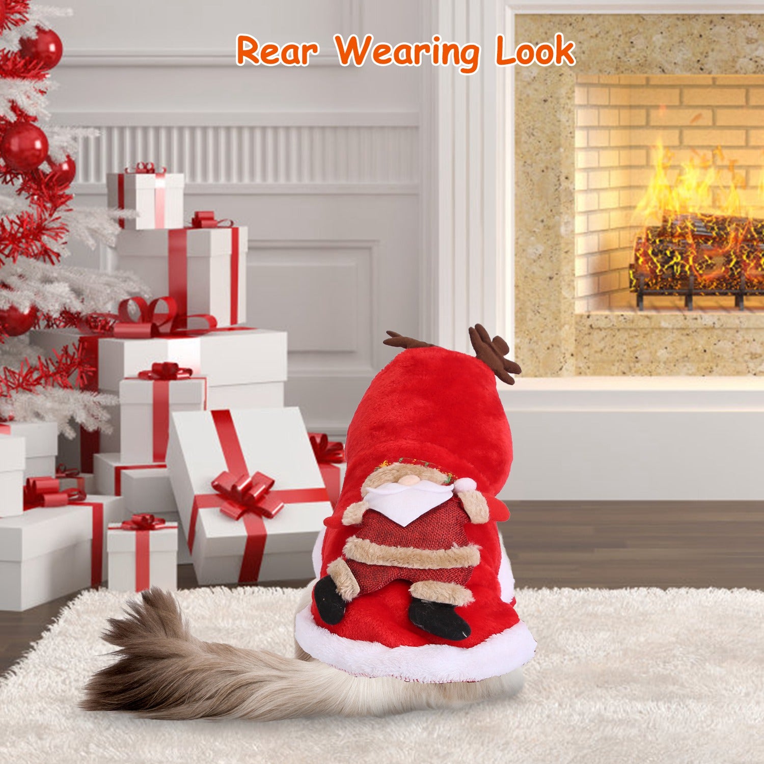 1Pc Pet Christmas Clothes Santa Claus Reindeer Antlers Costume Winter Outfit New Year Coat For Small Medium Dogs Cats - 5 - CJ