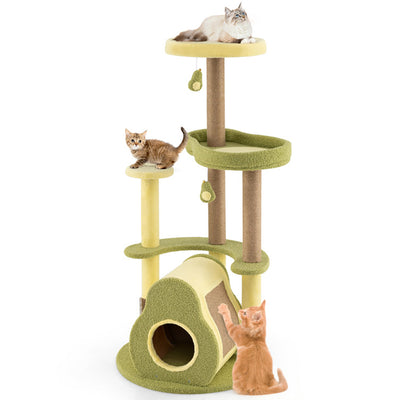 Freestanding Multi - level Avocado Cat Tower With Private Condo - 5 - CJ