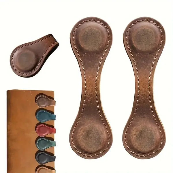 6 Handcrafted PU Leather Magnetic Bookmarks - Double - sided Retro Style, Bright Colors (red, Green, Brown, Blue, Black, Orange), Perfect For Gifts, Office Supplies, School Supplies, And Reading Accesso - 5 - CJ
