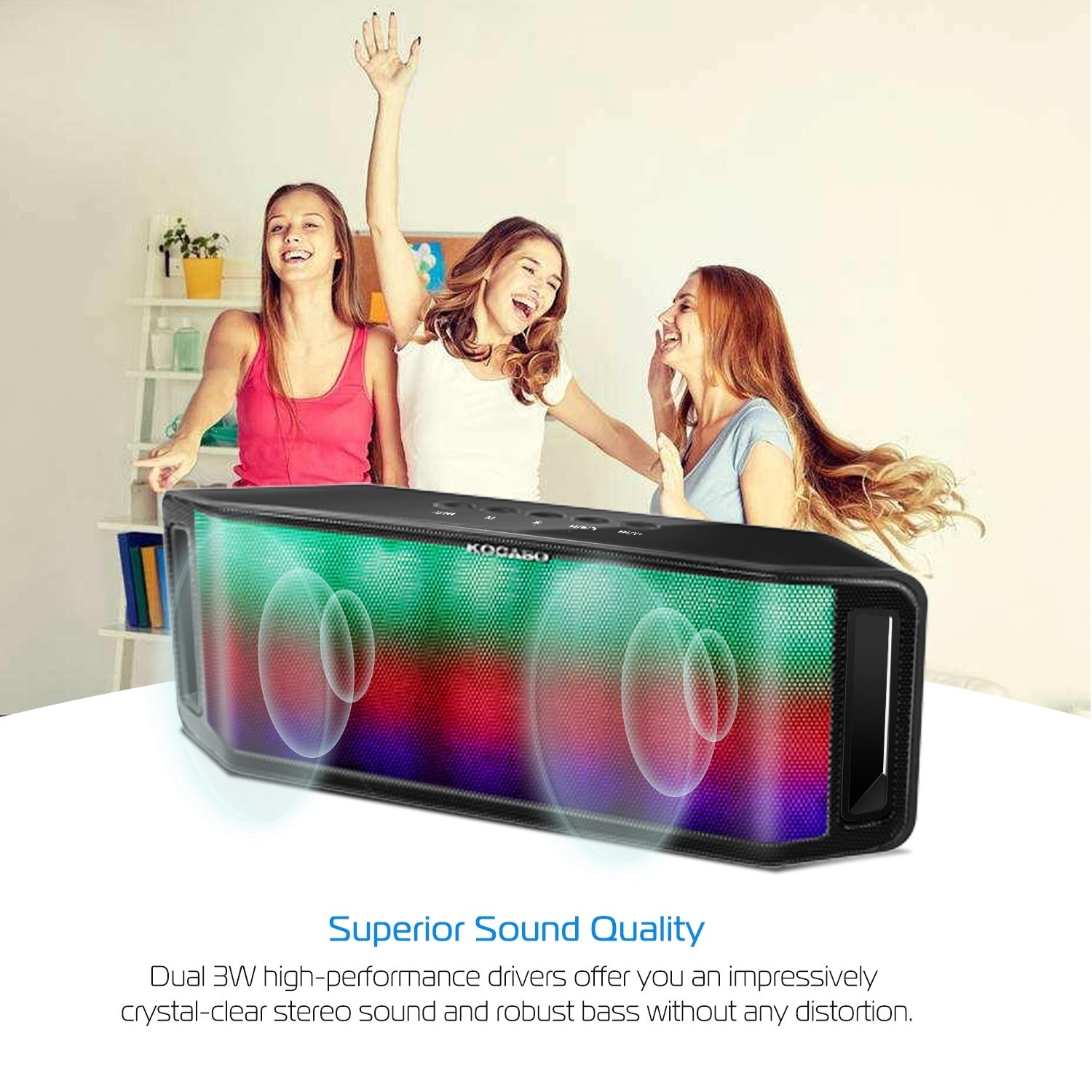 1Pc LED Wireless Speaker Dynamic Multicolor Hands-free FM Radio USB MMC Reading Aux In For Party Camping Travel