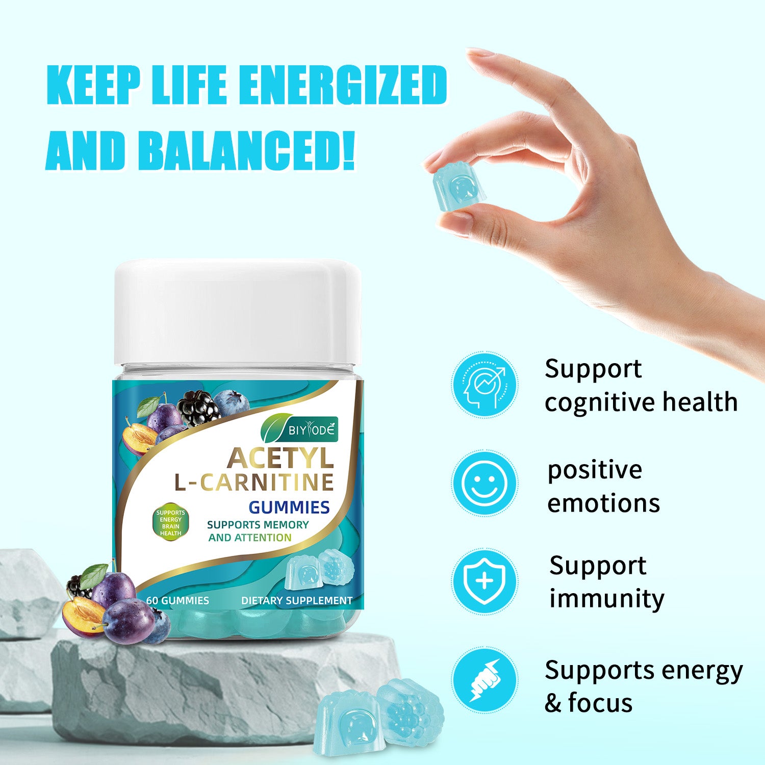 Biyode Wholesale Acetyl L - Carnitine Gummiegel Gummies Natural Daily Brain Wellness Supplement - 4 - CJ