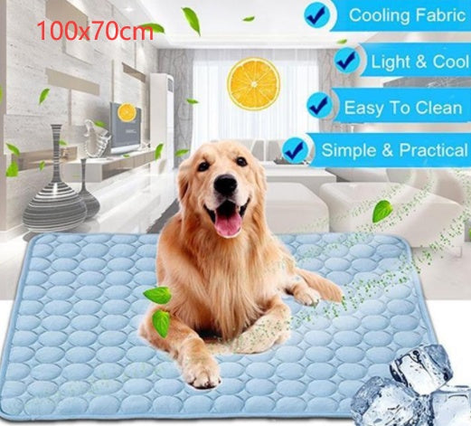Pet Dog Cat Ice Silk Cold Nest Pad For Cooling In Summer - 0 - CJ - Blue - 102x70cm - CJJJCWGY00320 - Blue - 102x70cm