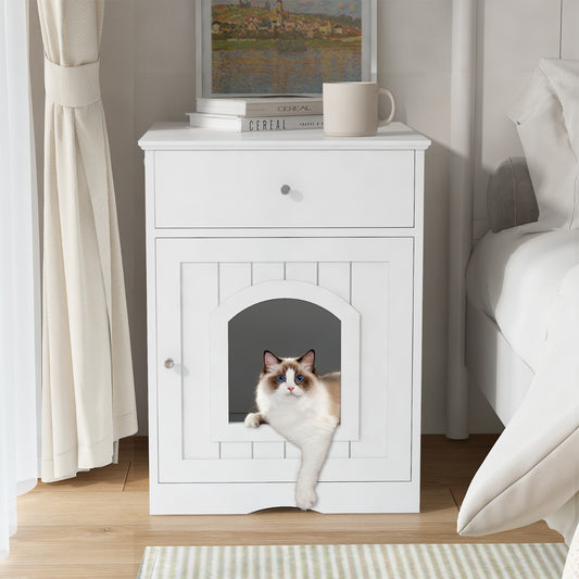 Wooden Pet House Cat Litter Box Enclosure, Side Table, Indoor Crate - 5 - CJ