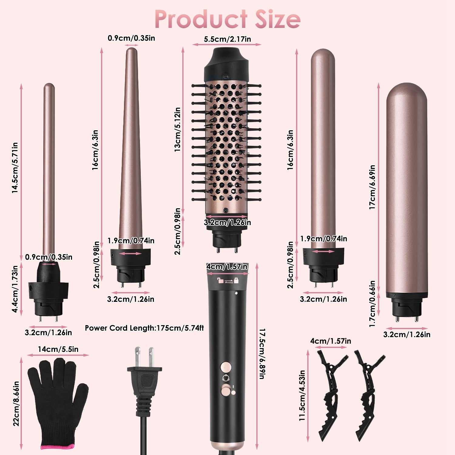 2 Type Options - 1Pc 5 In 1 Curling Wand Hair Curling Iron Brush Anti - Tangle Hair Thermal Brush Curler With 4 Heating Levels 360 Degree Rotatable Cable 5 Interchangeable Barrels 2 Clips 1H Auto Off - 5 - cjdropshipping