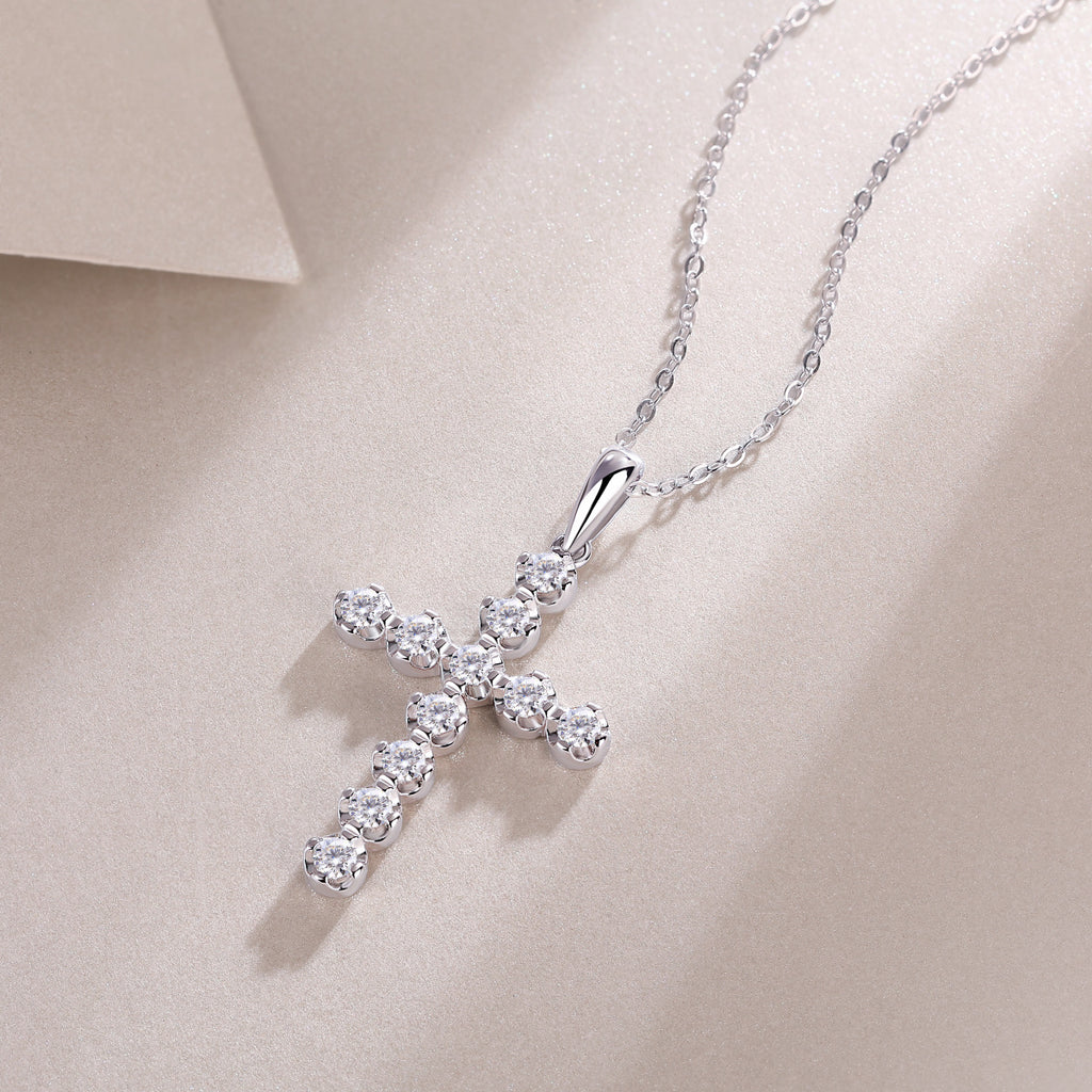 Entrust Luxury Fashion Diamond Pendant Necklace Set With Mosan Diamond Silver Ornaments