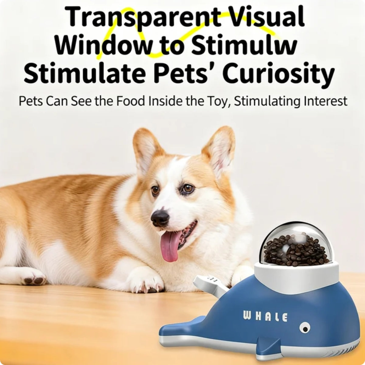 Interactive Treat Dispensing Toy For Cats And Dogs, Whale Shaped Slow Feeder Puzzle With Rotating Mechanism, Food Grade ABS Pet IQ Training Toy With Transparent Window - 5 - CJ