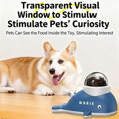 Interactive Treat Dispensing Toy For Cats And Dogs, Whale Shaped Slow Feeder Puzzle With Rotating Mechanism, Food Grade ABS Pet IQ Training Toy With Transparent Window - 5 - CJ