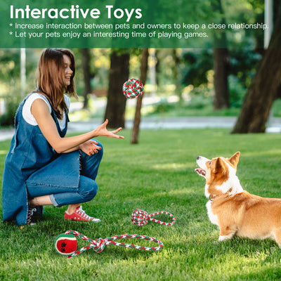 Set Of 5Pcs Christmas Dog Rope Chew Toys Dog Interactive Toys Set For Puppy Small Medium Aggressive Chewers Dogs Training Teething Playing - 5 - CJ