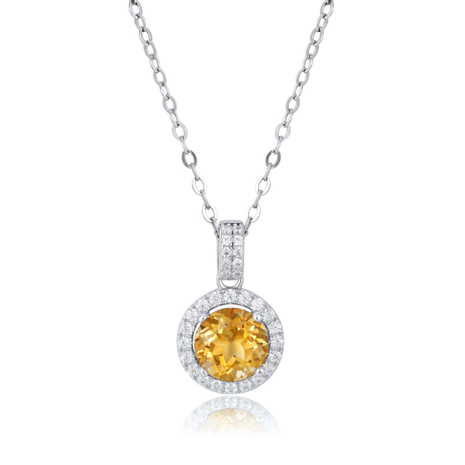 Luxurious Necklace Designed By A Small Group Of People, Korean Version, Simple Circular Pendant, 925 Silver With Natural Yellow Crystal Necklace - 4 - CJ