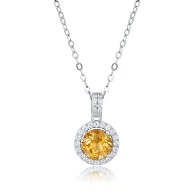 Luxurious Necklace Designed By A Small Group Of People, Korean Version, Simple Circular Pendant, 925 Silver With Natural Yellow Crystal Necklace - 4 - CJ