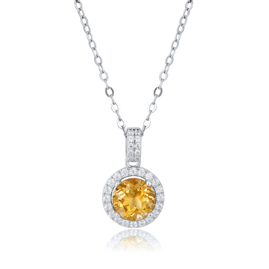 Luxurious Necklace Designed By A Small Group Of People, Korean Version, Simple Circular Pendant, 925 Silver With Natural Yellow Crystal Necklace - 4 - CJ