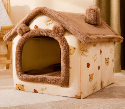 Foldable Dog House Pet Cat Bed Winter Dog Villa Sleep Kennel Removable Nest Warm Enclosed Cave Sofa Pets Supplies - 0 - CJ
