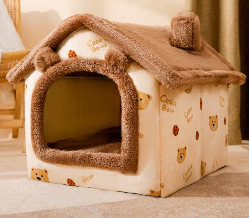 Foldable Dog House Pet Cat Bed Winter Dog Villa Sleep Kennel Removable Nest Warm Enclosed Cave Sofa Pets Supplies - 0 - CJ
