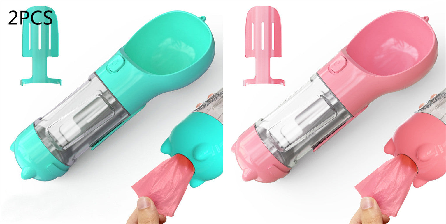 Pet Water Bottle Feeder Bowl Garbage Bag Storage Portable Pet Outdoor Travel 3 In 1 Dog Water Bottle - 0 - CJ